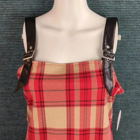 JOLIE & JOY Plaid Dress With Faux Leather Buckle Straps NWT! - Picture 2 of 12
